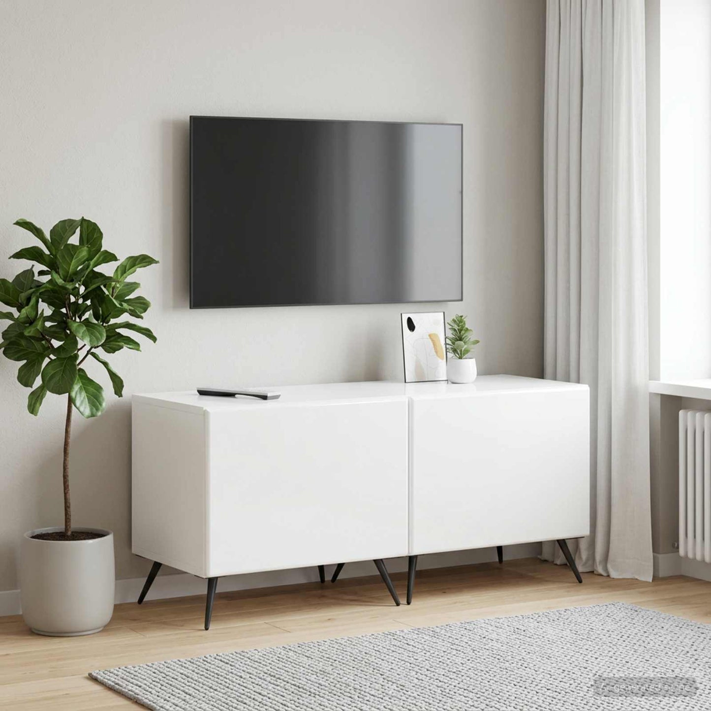 vidaXL Ντουλάπι TV Γυαλιστερό Λευκό Επεξεργασμένο Ξύλο