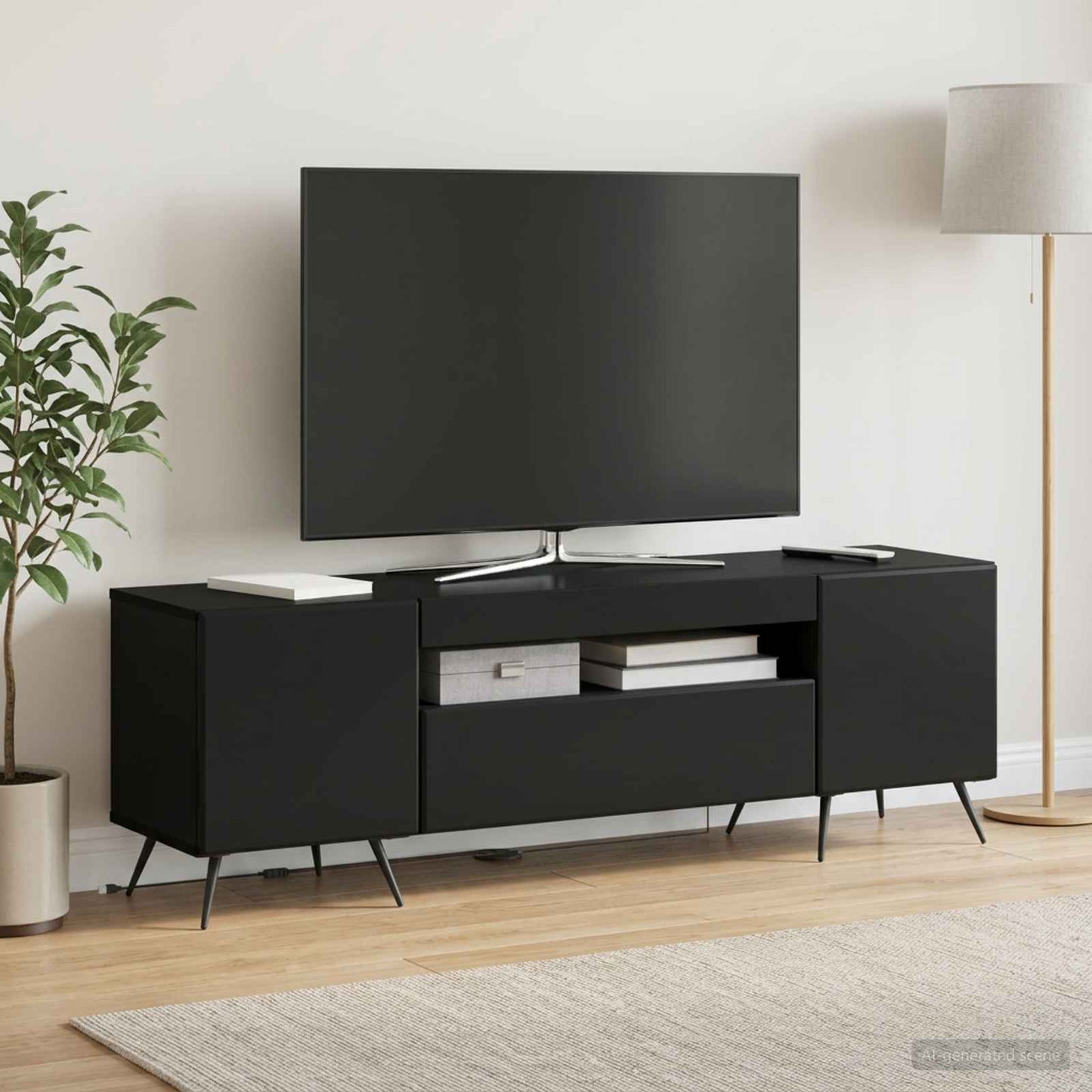 vidaXL Ντουλάπα LED Τηλεόρασης Μαύρο Επεξεργασμένο Ξύλο