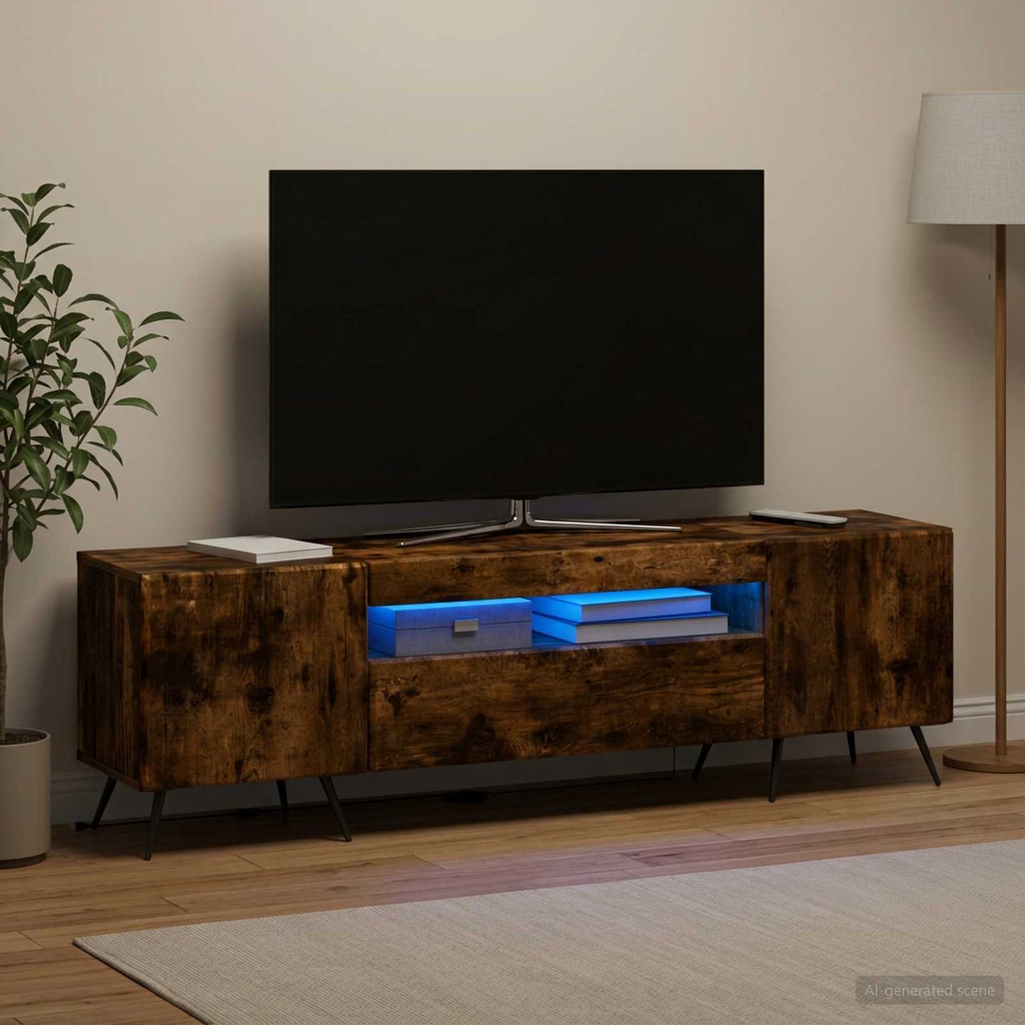 vidaXL Ντουλάπα LED Τηλεόρασης Καπνισμένο Ξύλο Δρυός