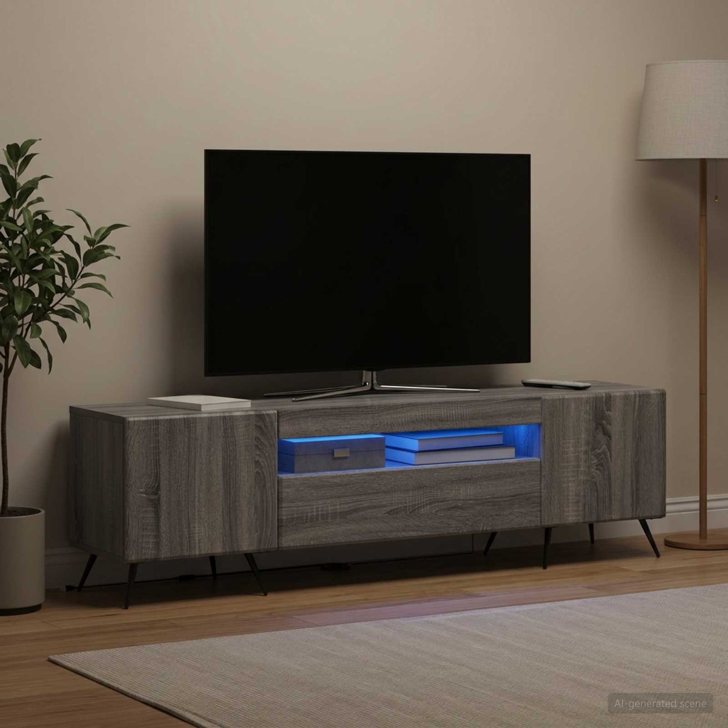 vidaXL Ντουλάπα LED Τηλεόρασης Γκρι Sonoma Επεξεργασμένο Ξύλο