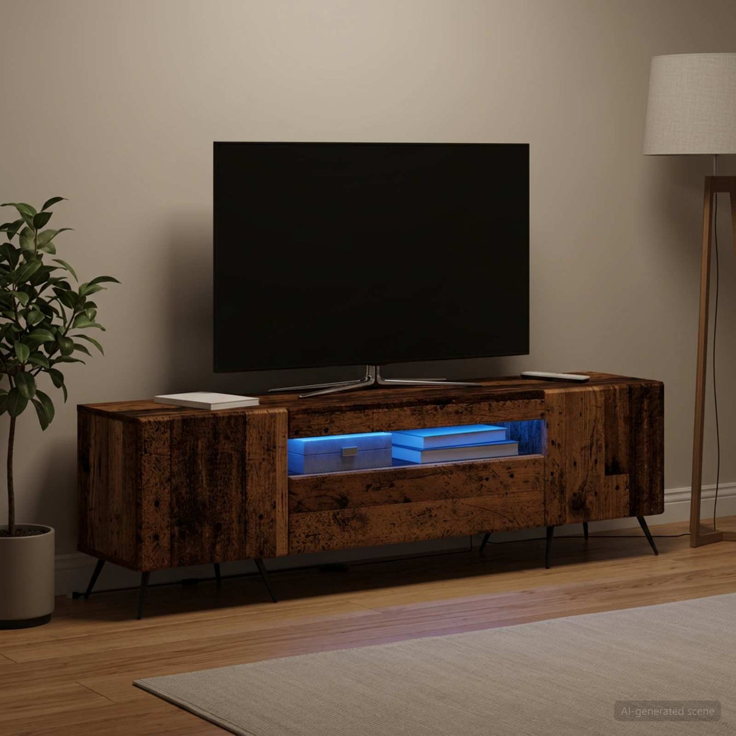 vidaXL Ντουλάπα LED Τηλεόρασης Παλαιωμένο ξύλο Επεξεργασμένο Ξύλο