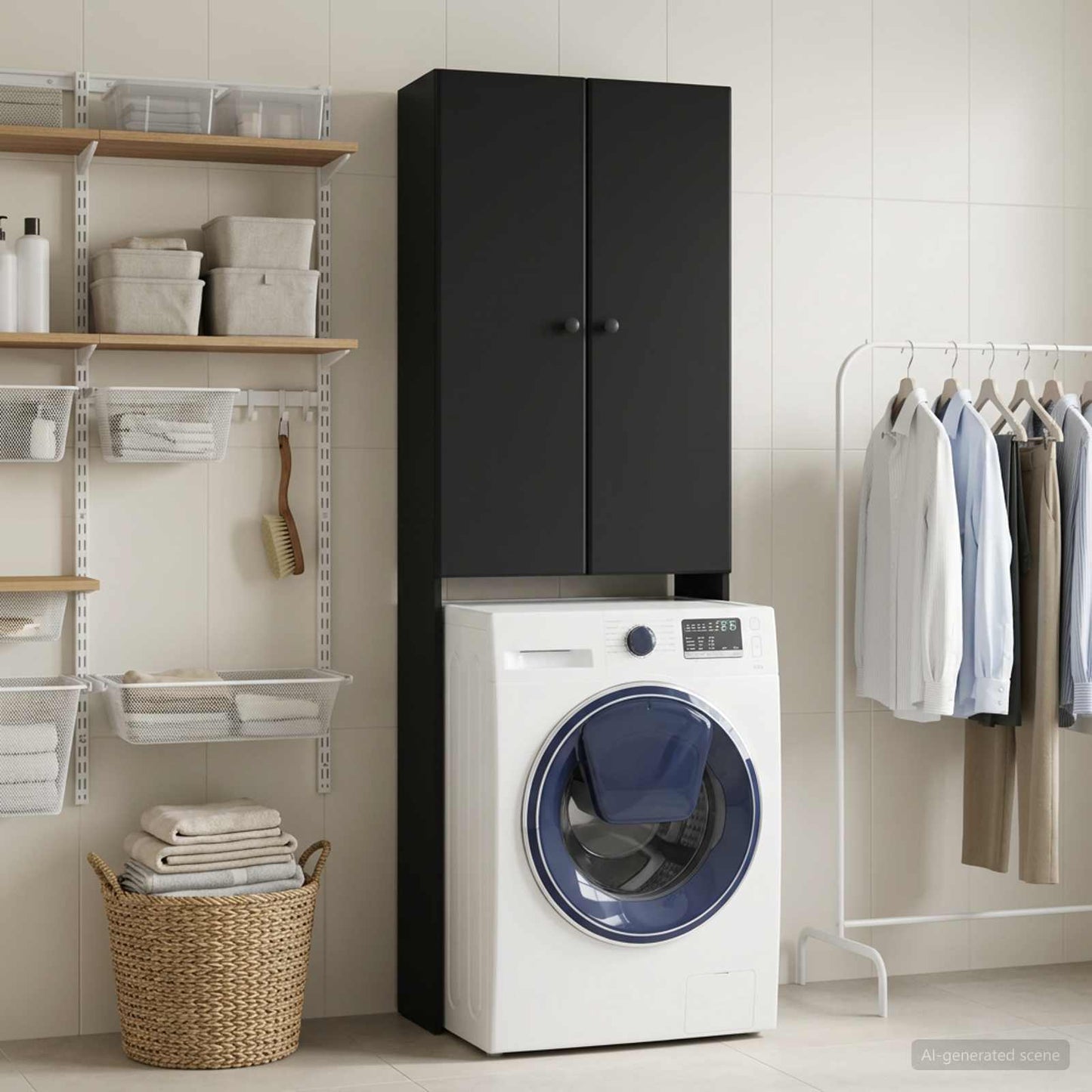 vidaXL Ντουλάπα τουαλέτας BREDA Μαύρο 66 x 25,5 x 190 εκ.