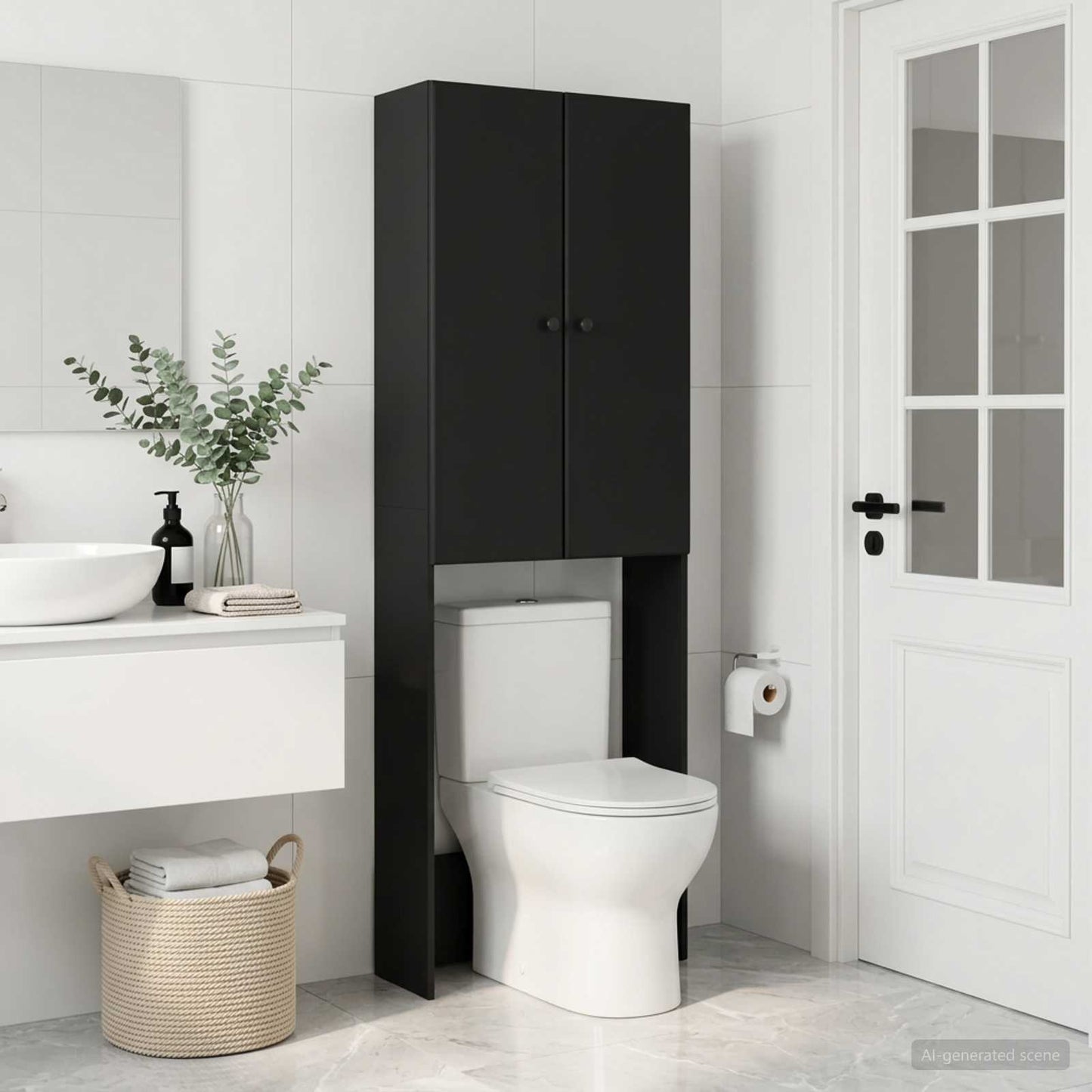 vidaXL Ντουλάπα τουαλέτας BREDA Μαύρο 66 x 25,5 x 190 εκ.
