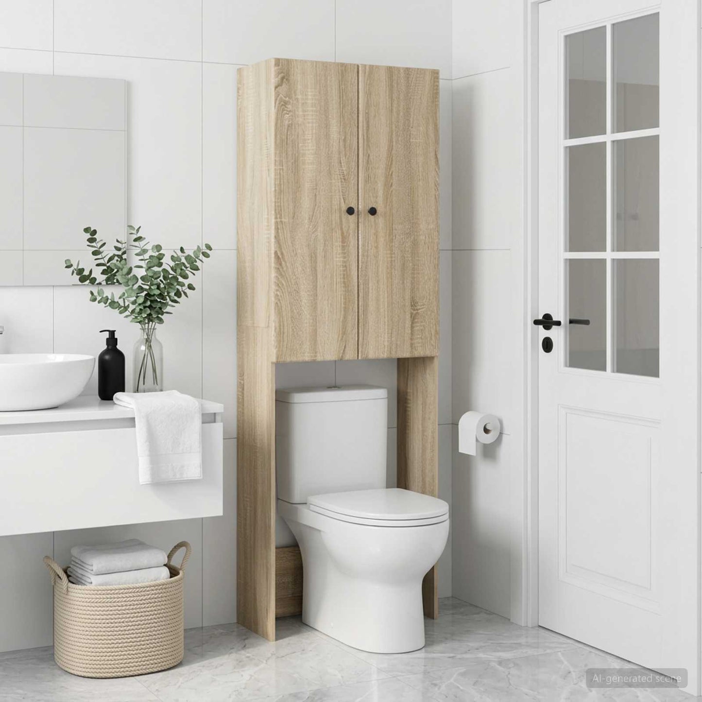 vidaXL Ντουλάπα τουαλέτας BREDA Sonoma Δρυς 66 x 25,5 x 190 εκ.