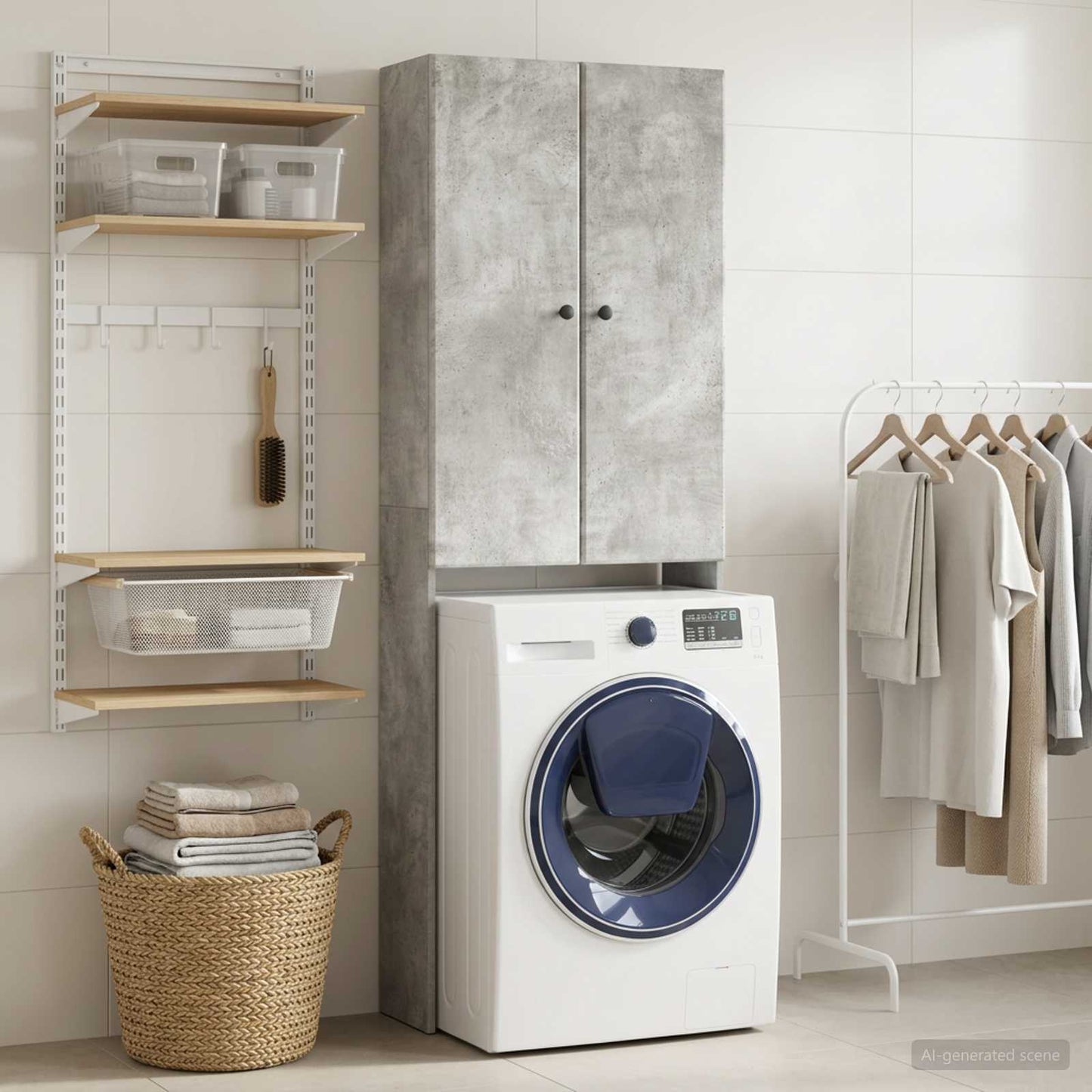 vidaXL Ντουλάπα τουαλέτας BREDA Γκρι Σκυροδέματος 66 x 25,5 x 190 εκ.