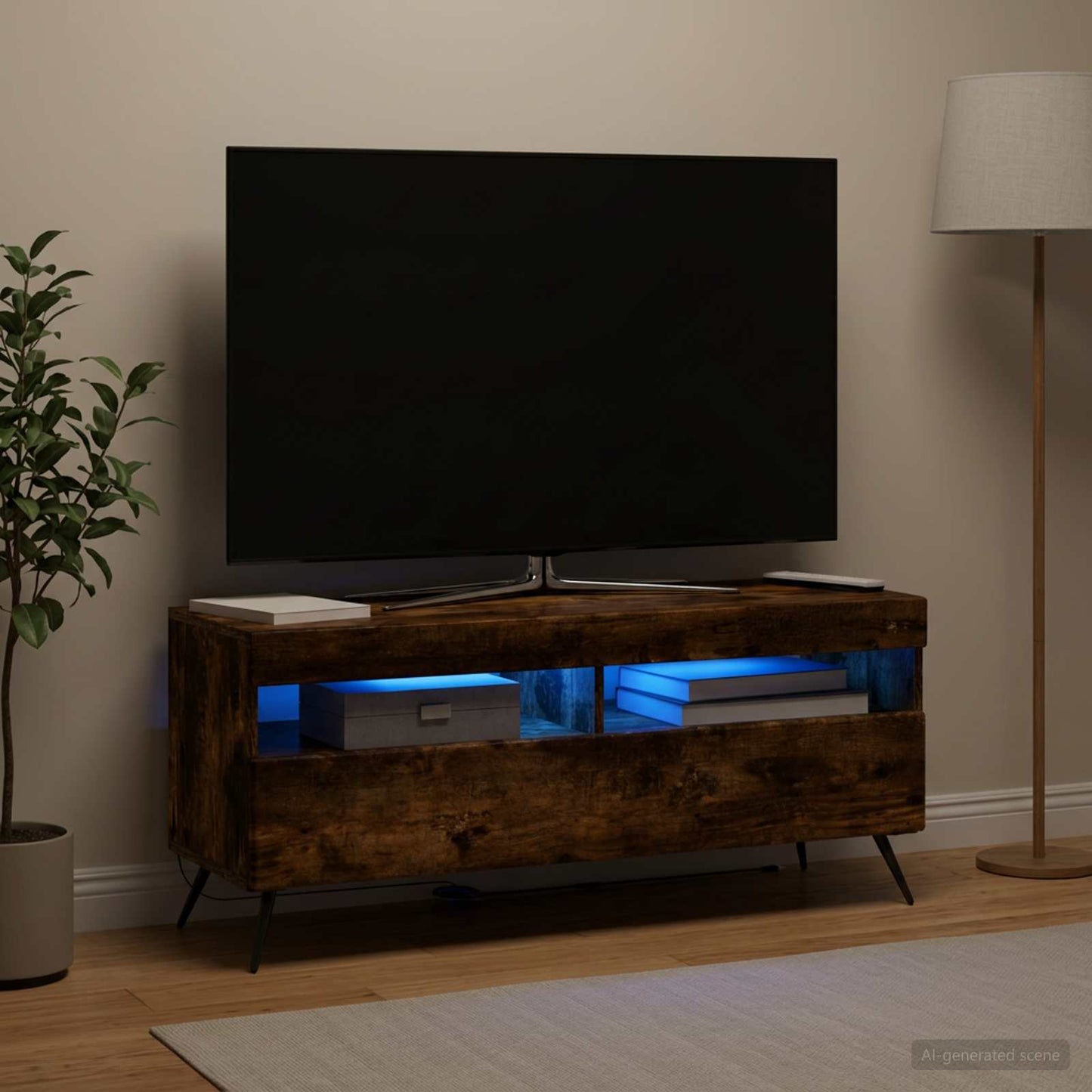 vidaXL Ντουλάπα LED Τηλεόρασης Καπνισμένο Ξύλο Δρυός