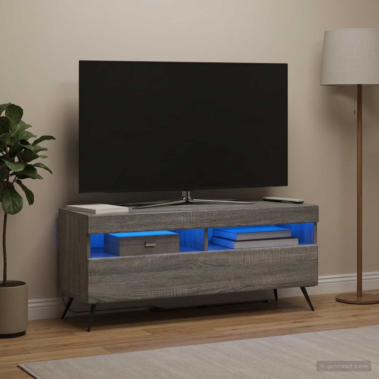 vidaXL Ντουλάπα LED Τηλεόρασης Γκρι Sonoma Επεξεργασμένο Ξύλο
