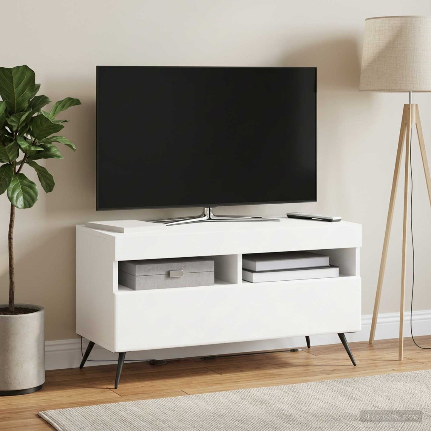 vidaXL Ντουλάπα LED Τηλεόρασης Λευκό Επεξεργασμένο Ξύλο