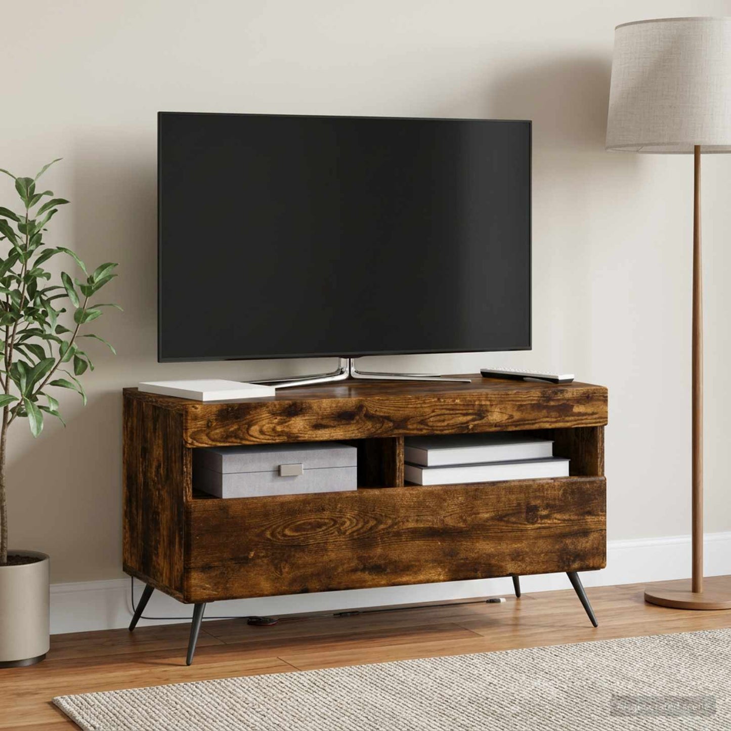 vidaXL Ντουλάπα LED Τηλεόρασης Καπνισμένο Ξύλο Δρυός