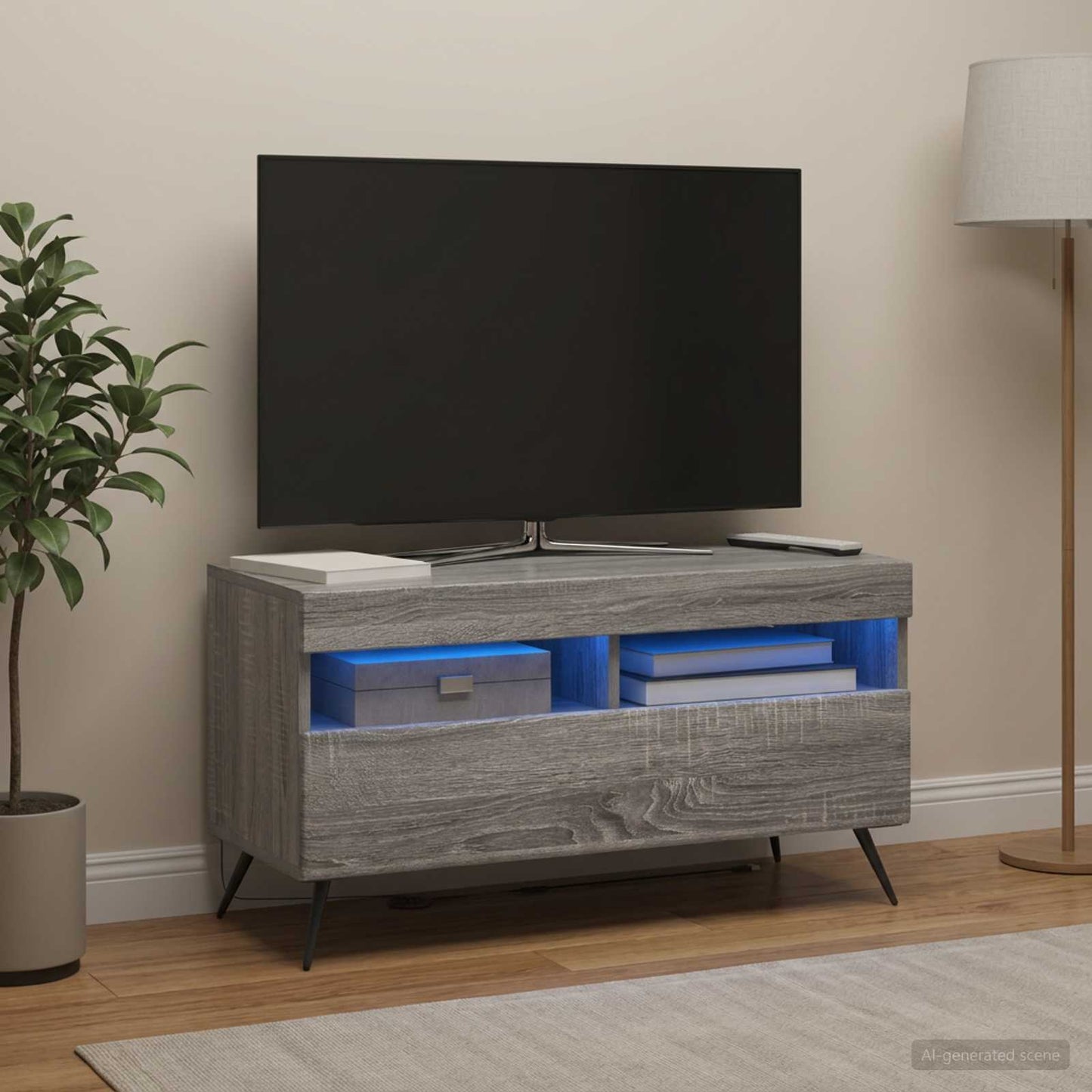 vidaXL Ντουλάπα LED Τηλεόρασης Γκρι Sonoma Επεξεργασμένο Ξύλο