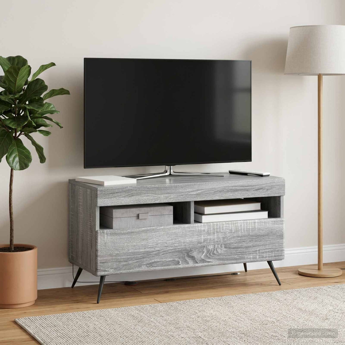 vidaXL Ντουλάπα LED Τηλεόρασης Γκρι Sonoma Επεξεργασμένο Ξύλο