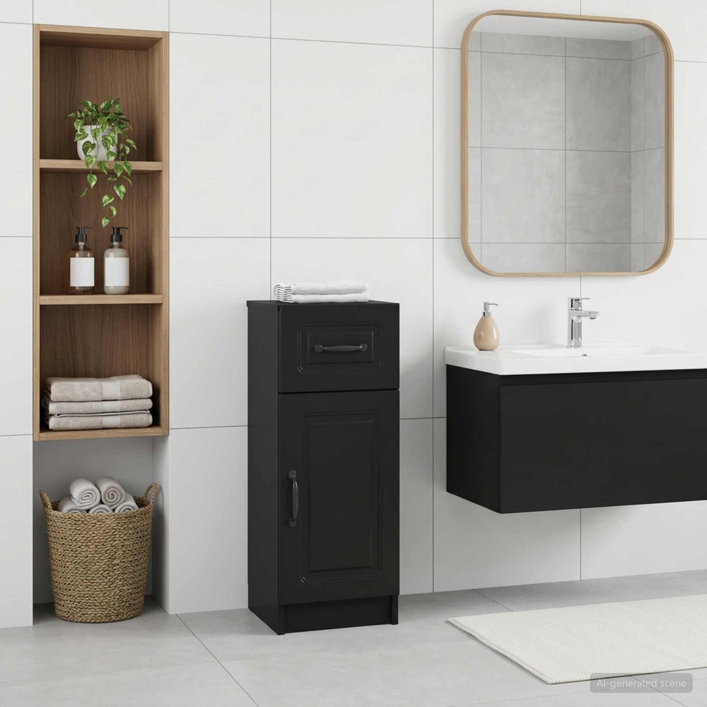 vidaXL Ντουλάπι Αποθήκευσης Μπάνιου UTRECHT Μαύρο 30 x 31 x 77 εκ.