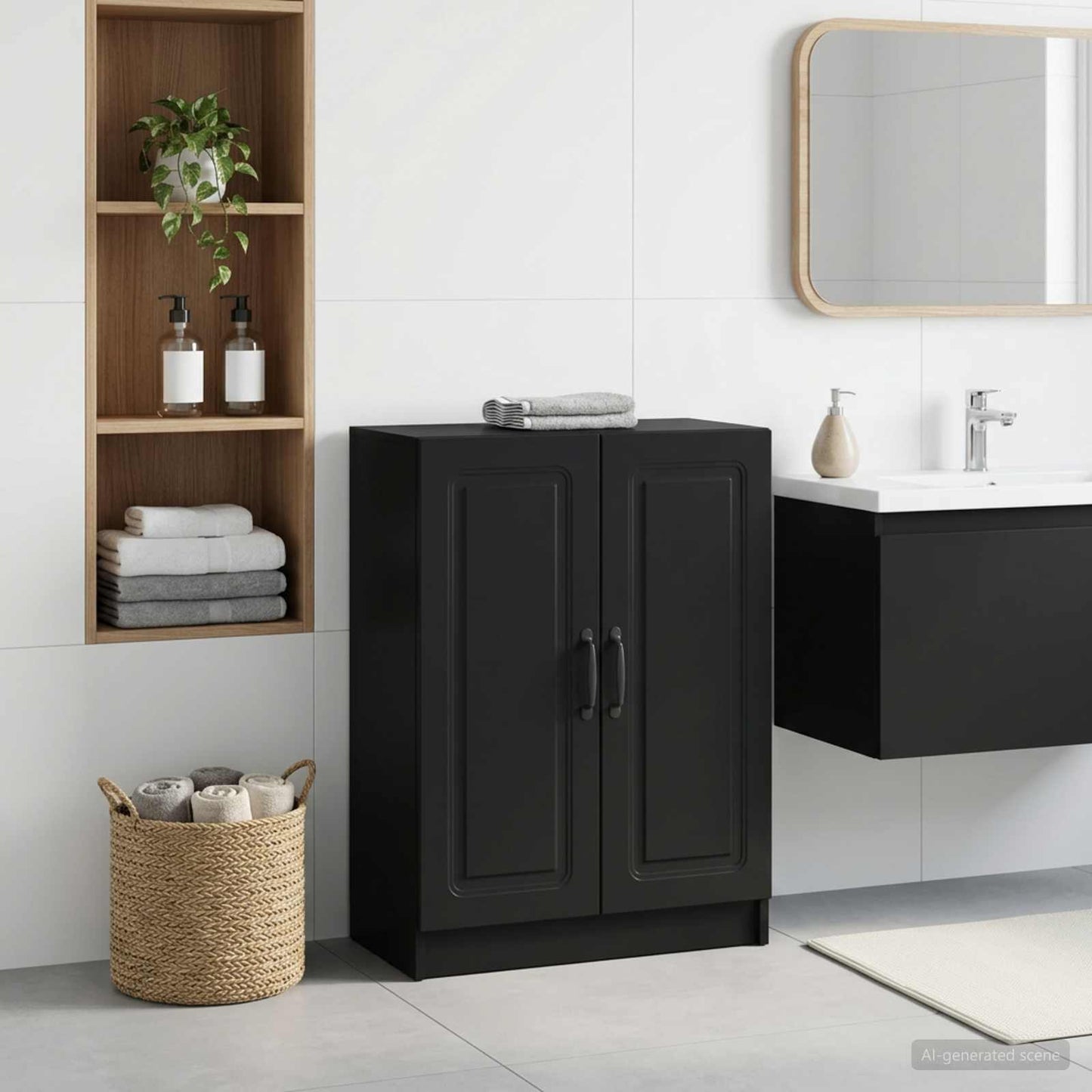 vidaXL Ντουλάπι Αποθήκευσης Μπάνιου UTRECHT Μαύρο 59,5 x 31 x 77 εκ.