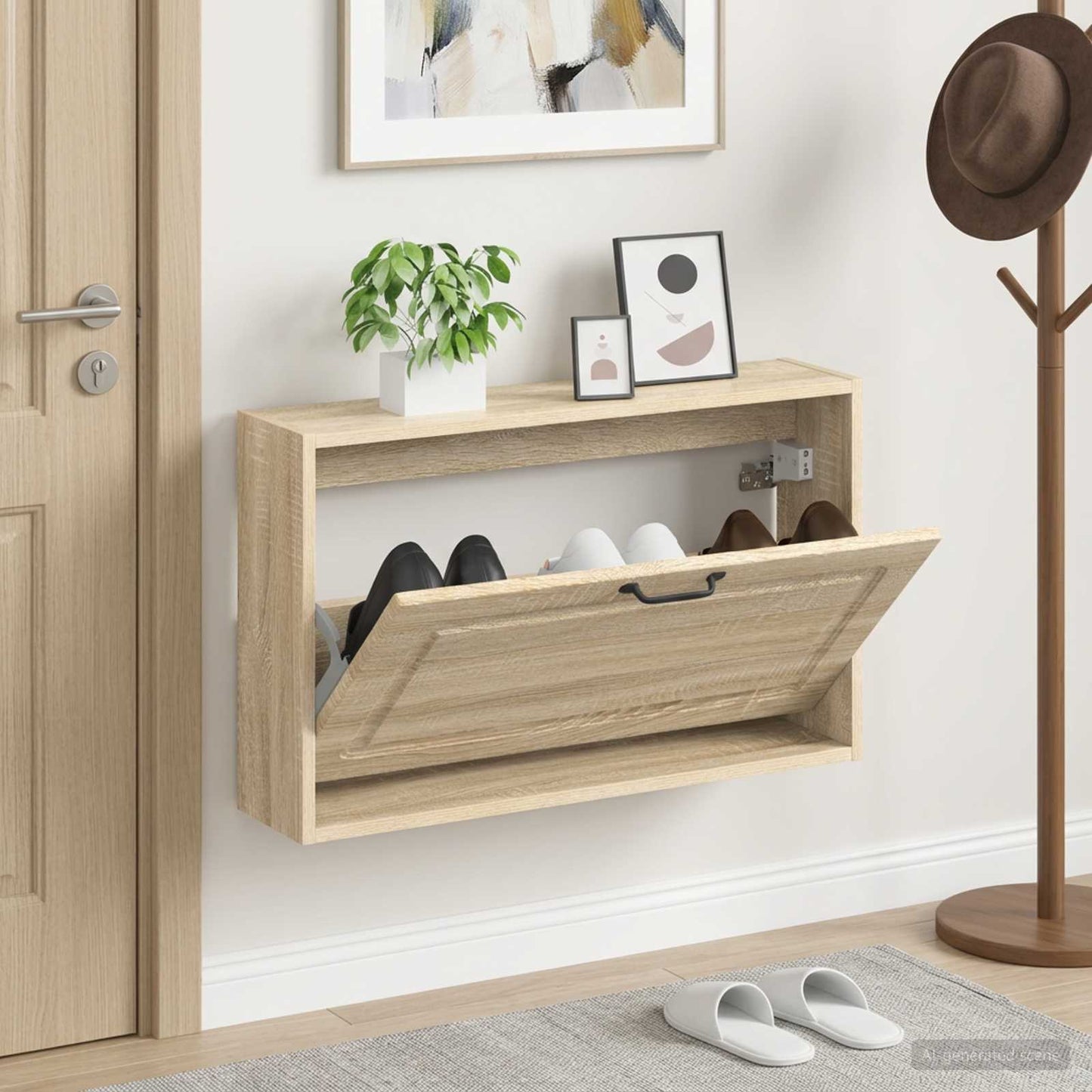 vidaXL Τοίχου Ντουλάπα Παπουτσιών UTRECHT 71 x 17 x 43 εκ Sonoma Δρυς