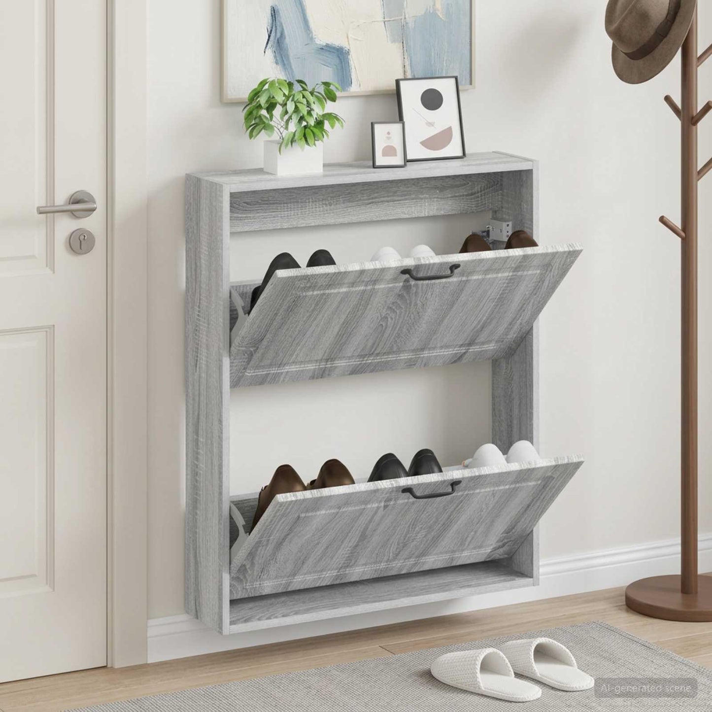 vidaXL Τοίχου Ντουλάπα Παπουτσιών UTRECHT 71 x 17 x 86 εκ. Γκρι Sonoma