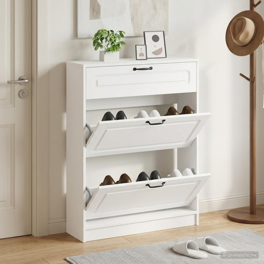 vidaXL Ντουλάπα Παπουτσιών UTRECHT 78 x 24 x 100 εκ. Λευκό