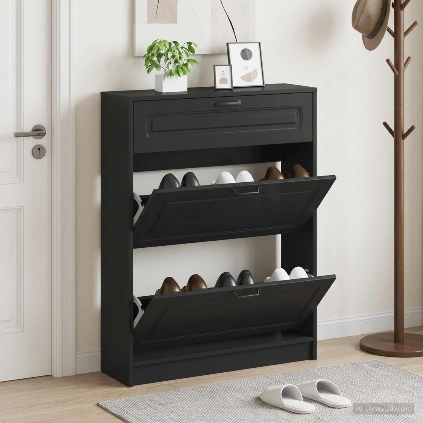 vidaXL Ντουλάπα Παπουτσιών UTRECHT 78 x 24 x 100 εκ. Μαύρο