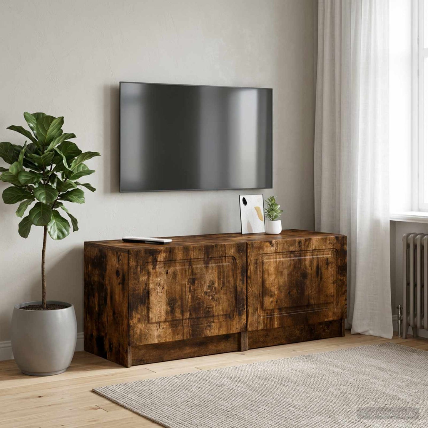 vidaXL Ντουλάπι TV Καπνισμένο Ξύλο Δρυός Επεξεργασμένο Ξύλο