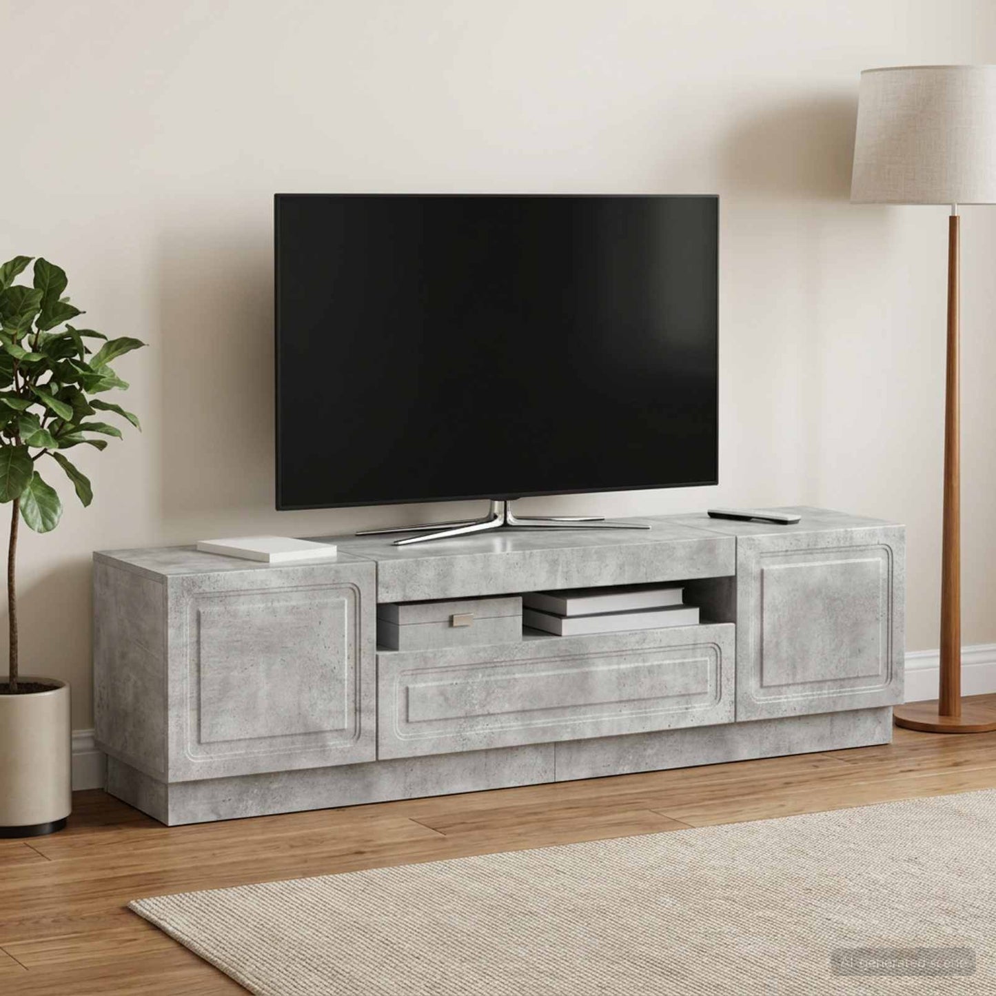 vidaXL Ντουλάπα LED Τηλεόρασης Γκρι Σκυροδέματος Επεξεργασμένο Ξύλο