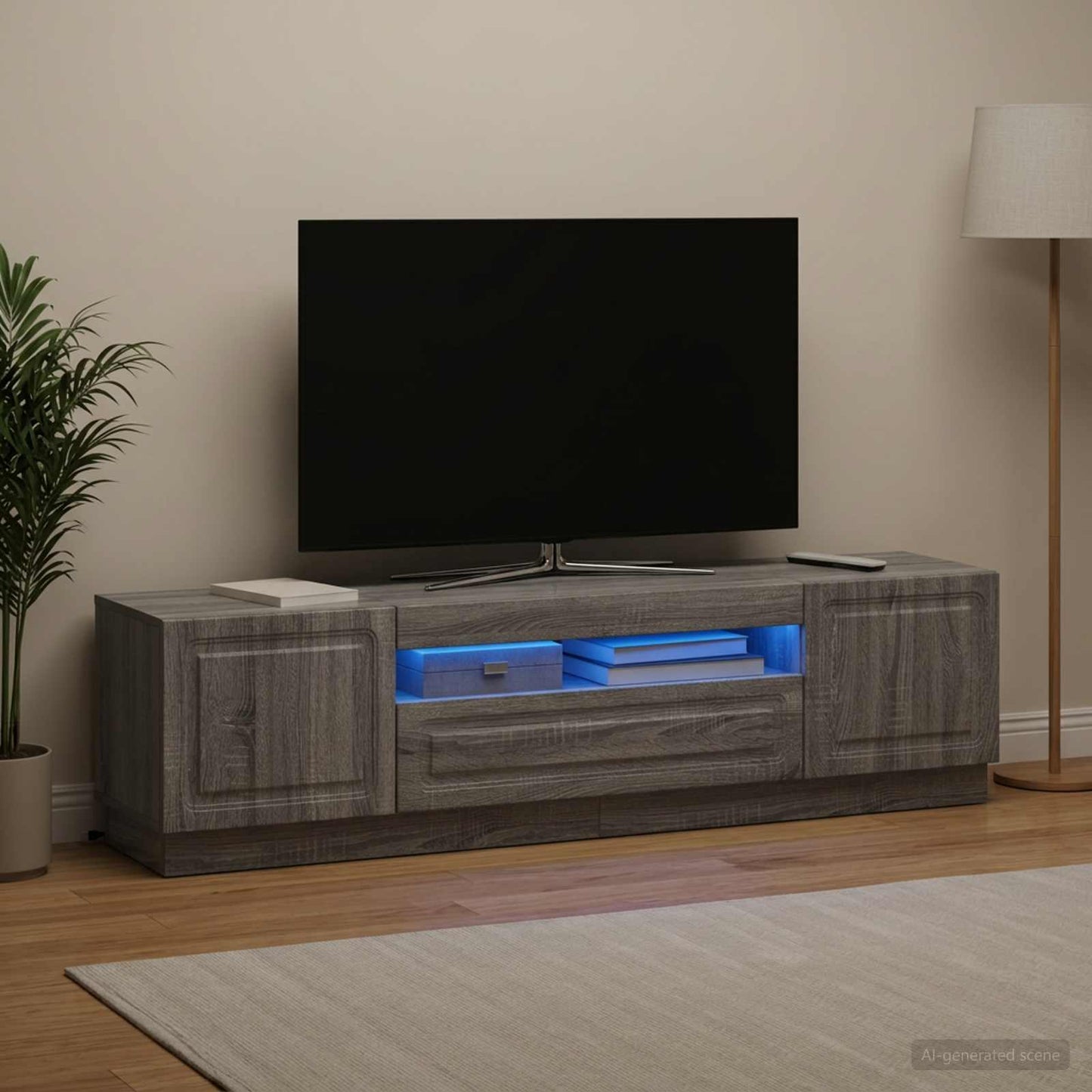 vidaXL Ντουλάπα LED Τηλεόρασης Γκρι Sonoma Επεξεργασμένο Ξύλο