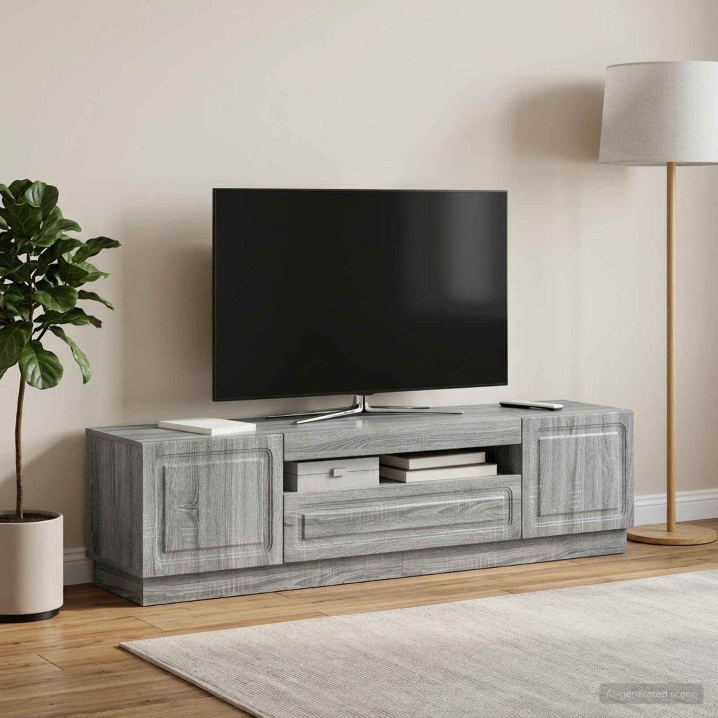 vidaXL Ντουλάπα LED Τηλεόρασης Γκρι Sonoma Επεξεργασμένο Ξύλο