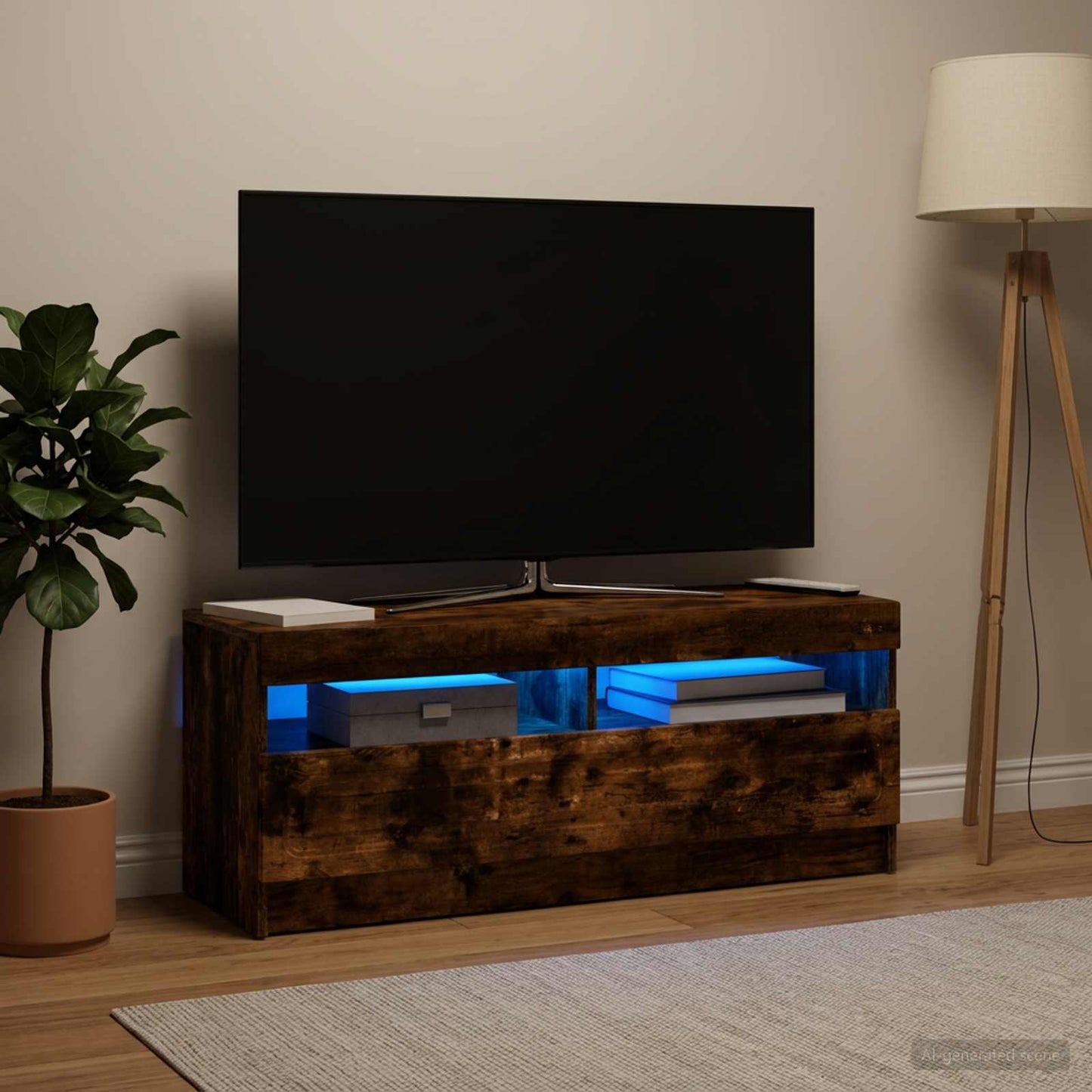 vidaXL Ντουλάπα LED Τηλεόρασης Καπνισμένο Ξύλο Δρυός