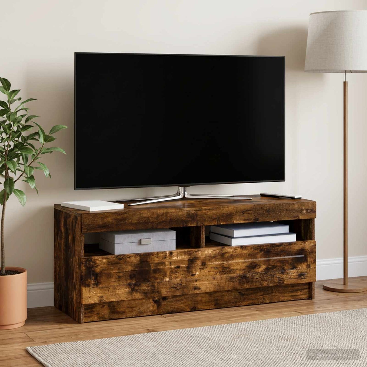 vidaXL Ντουλάπα LED Τηλεόρασης Καπνισμένο Ξύλο Δρυός