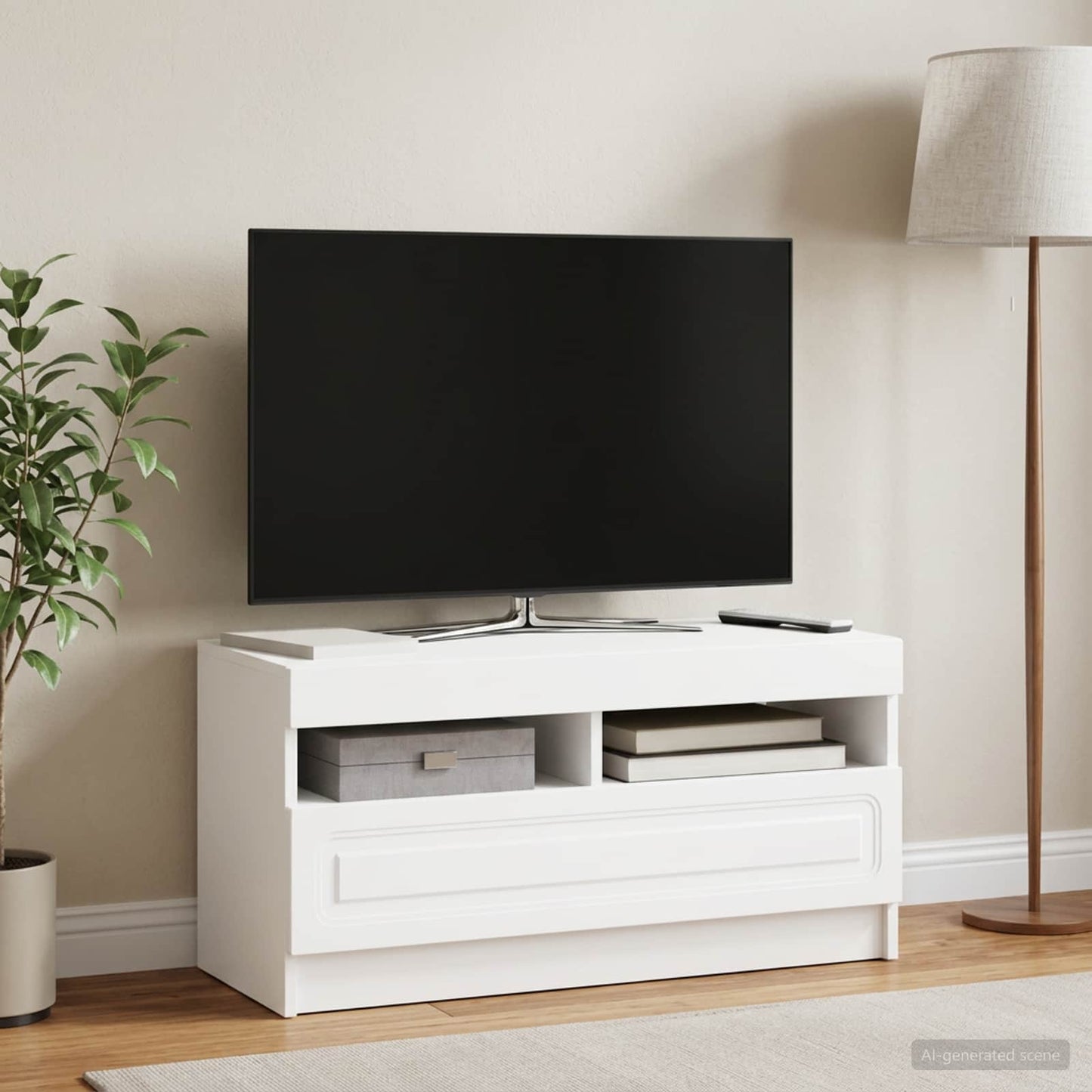 vidaXL Ντουλάπα LED Τηλεόρασης Λευκό Επεξεργασμένο Ξύλο