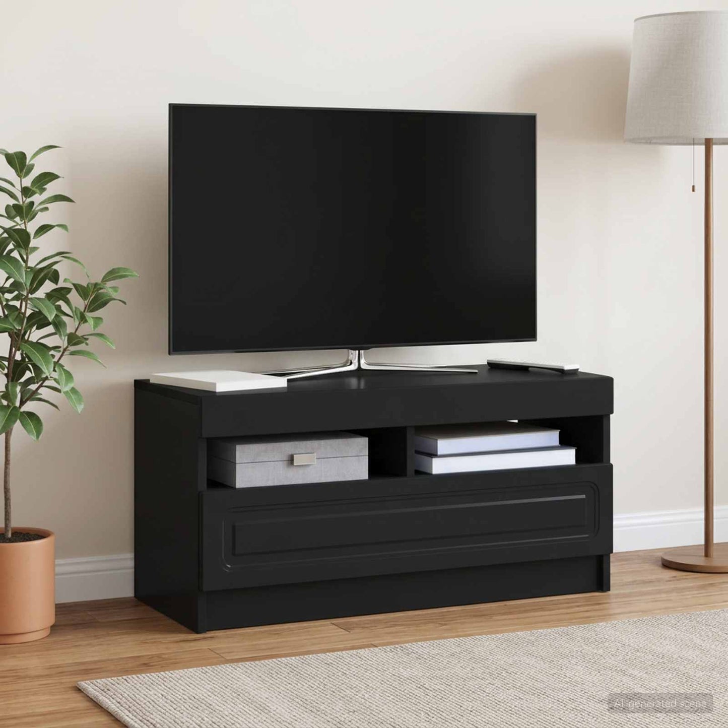 vidaXL Ντουλάπα LED Τηλεόρασης Μαύρο Επεξεργασμένο Ξύλο