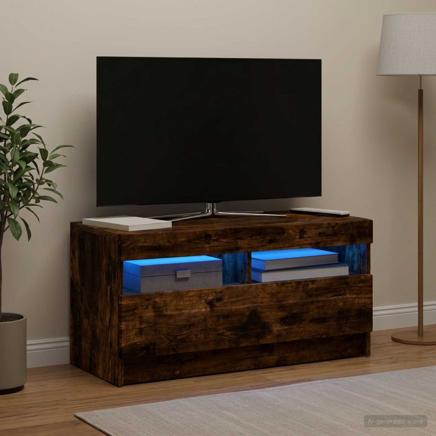 vidaXL Ντουλάπα LED Τηλεόρασης Καπνισμένο Ξύλο Δρυός