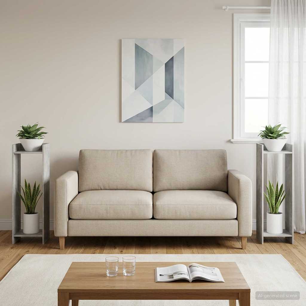 vidaXL Βάση φυτών με ράφι 2 pcs Σκυρόχρωμο Γκρι 30 x 30 x 100 εκ