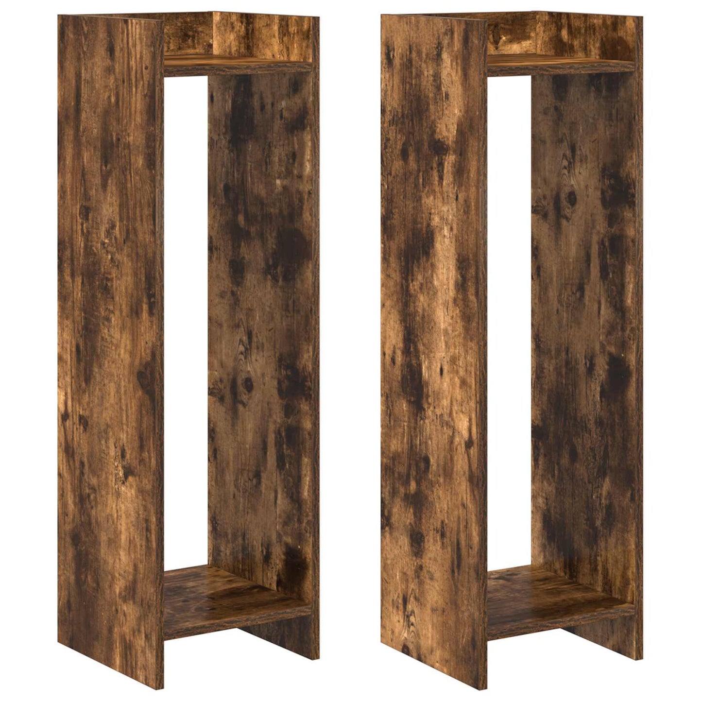 vidaXL Βάση φυτών με ράφι 2 pcs Καπνιστή Δρυς 30 x 30 x 100 εκ