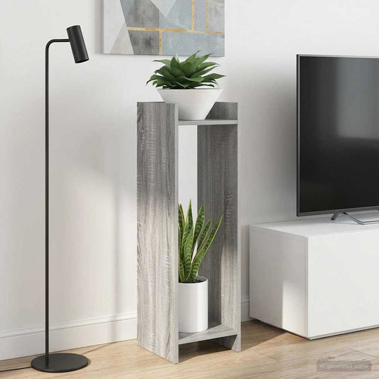 vidaXL Βάση φυτών με ράφι 2 pcs Γκρι Σονομά 30 x 30 x 100 εκ
