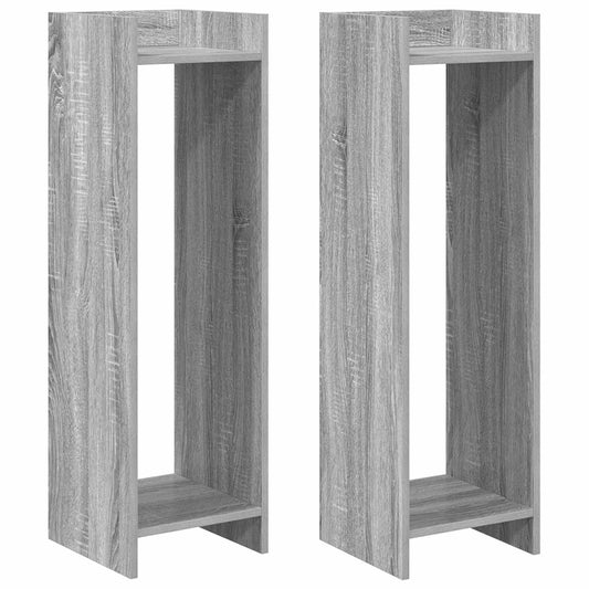 vidaXL Βάση φυτών με ράφι 2 pcs Γκρι Σονομά 30 x 30 x 100 εκ