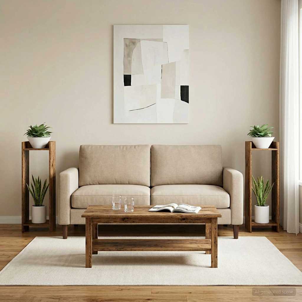 vidaXL Βάση φυτών με ράφι 2 pcs Παλιό ξύλο 30 x 30 x 100 εκ