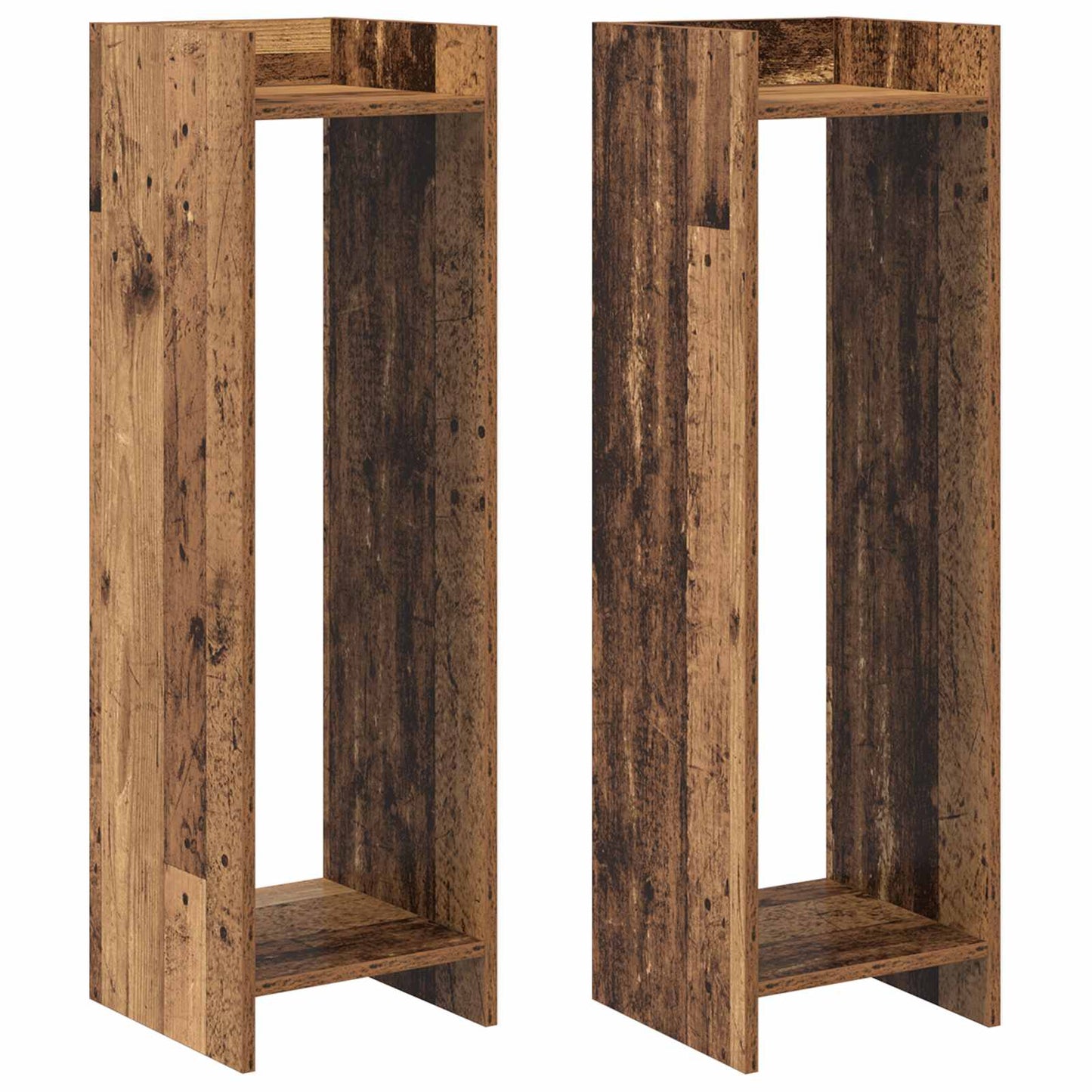 vidaXL Βάση φυτών με ράφι 2 pcs Παλιό ξύλο 30 x 30 x 100 εκ