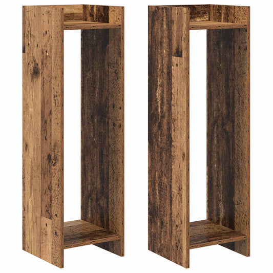 vidaXL Βάση φυτών με ράφι 2 pcs Παλιό ξύλο 30 x 30 x 100 εκ