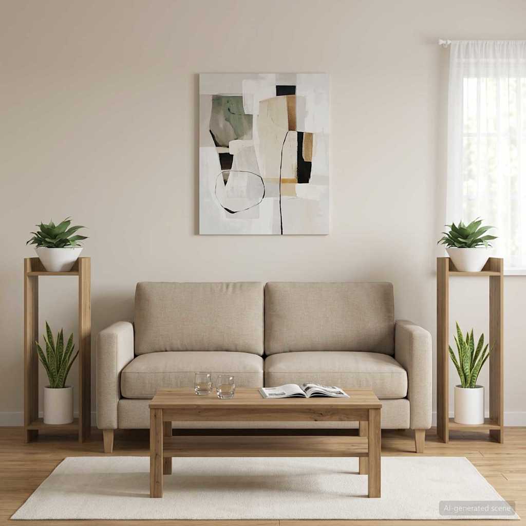 vidaXL Βάση φυτών με ράφι 2 pcs Τεχνίτικη Δρυς 30 x 30 x 100 εκ