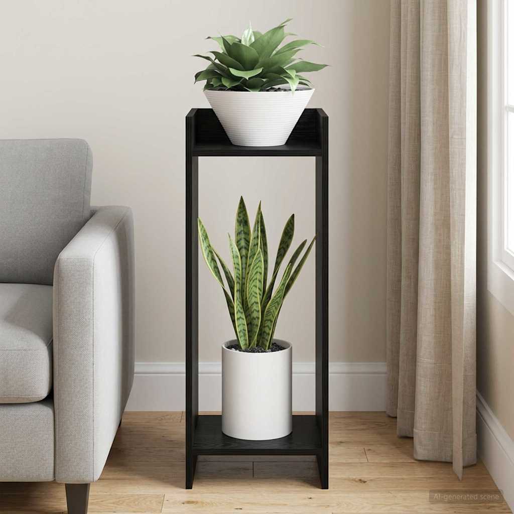vidaXL Βάση φυτών Μαύρη Δρυς 30 x 30 x 80 cm Επεξεργασμένο Ξύλο