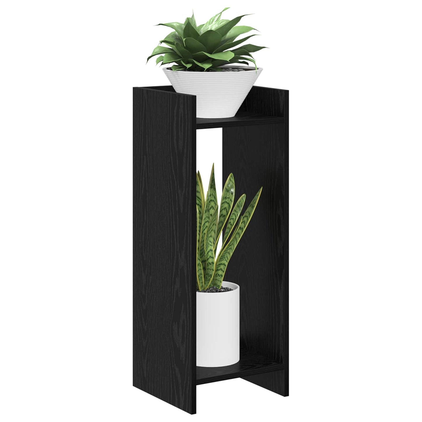 vidaXL Βάση φυτών με ράφι Μαύρη Δρυς 30 x 30 x 80 cm