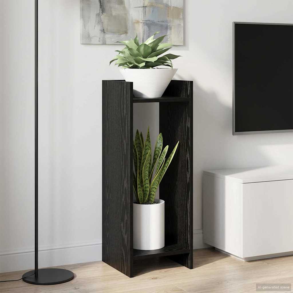 vidaXL Βάση φυτών με ράφι 2 pcs Μαύρη Δρυς 30 x 30 x 80 cm