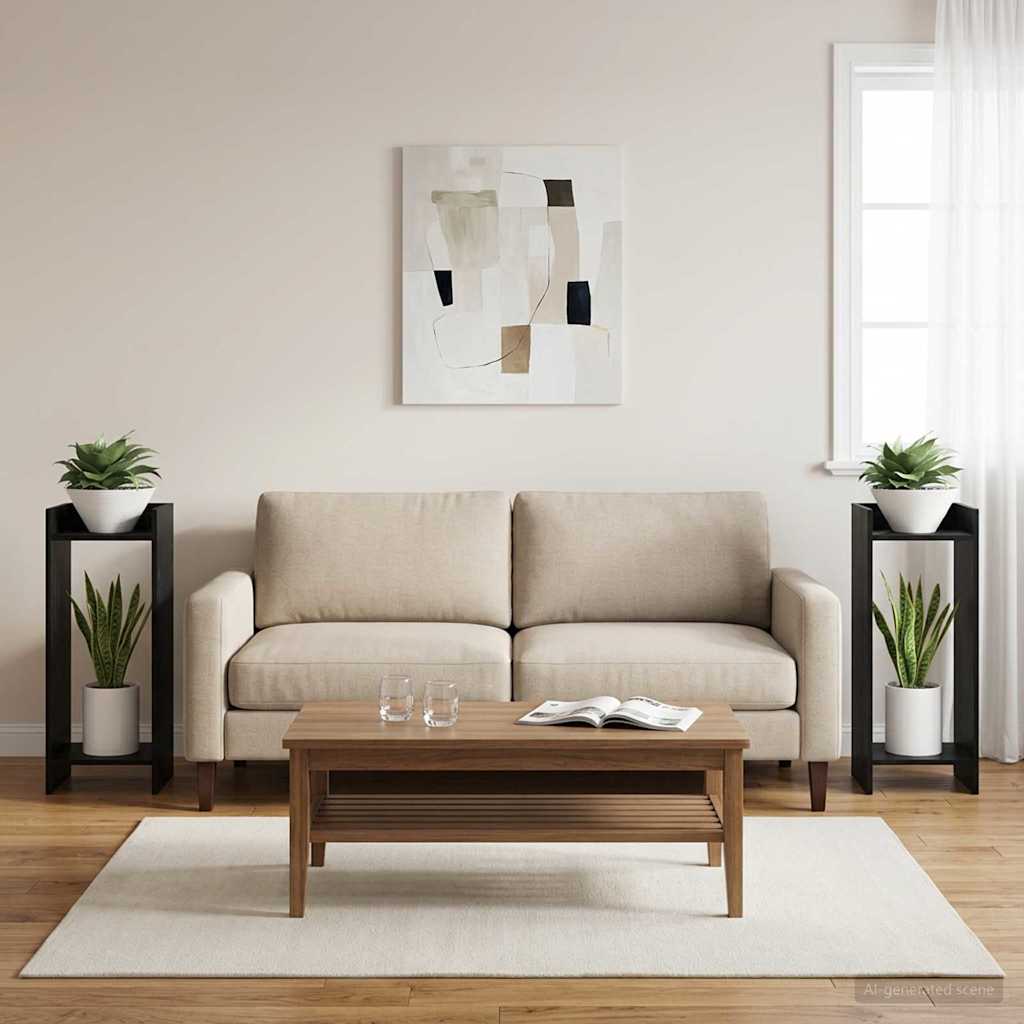vidaXL Βάση φυτών με ράφι 2 pcs Μαύρη Δρυς 30 x 30 x 80 cm