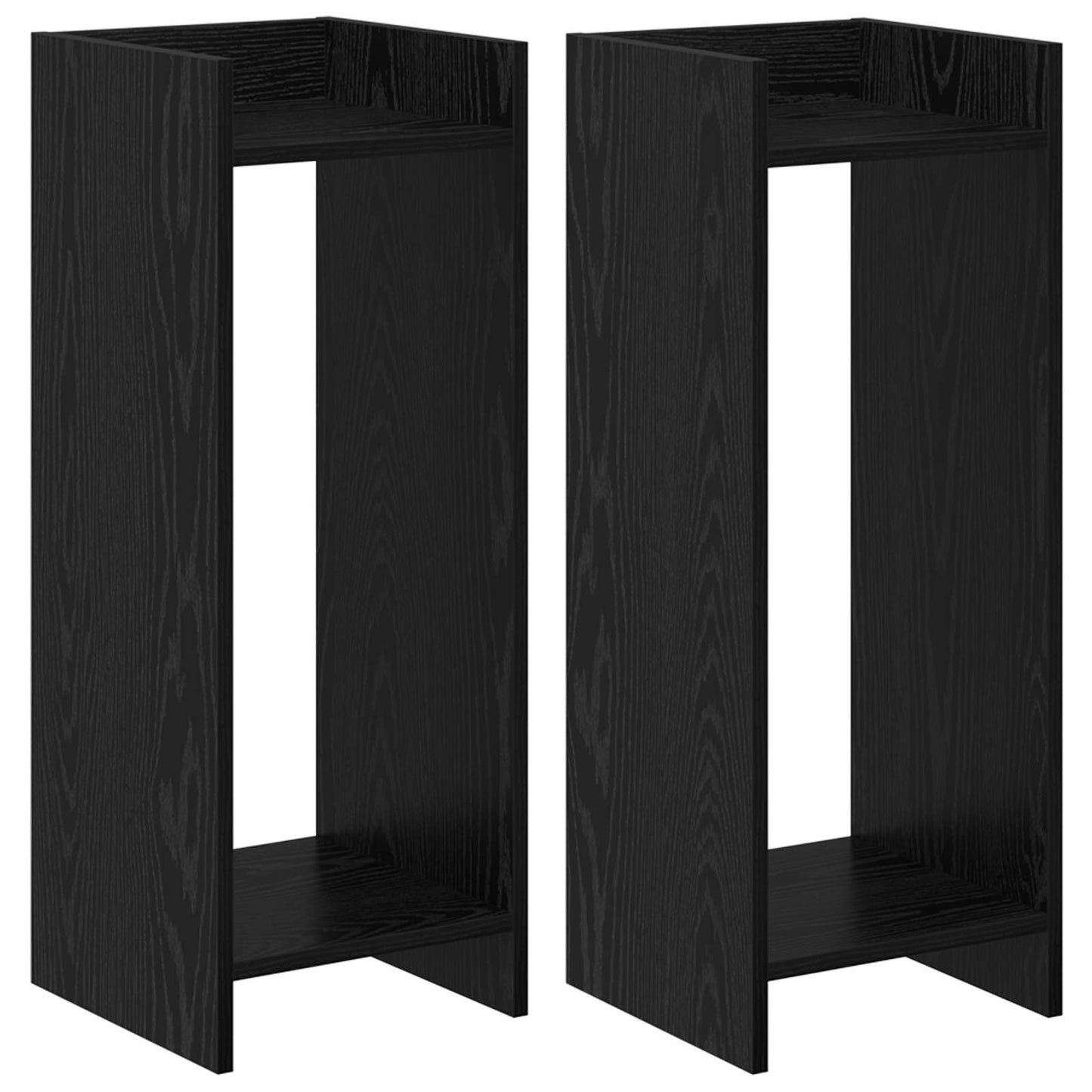 vidaXL Βάση φυτών με ράφι 2 pcs Μαύρη Δρυς 30 x 30 x 80 cm