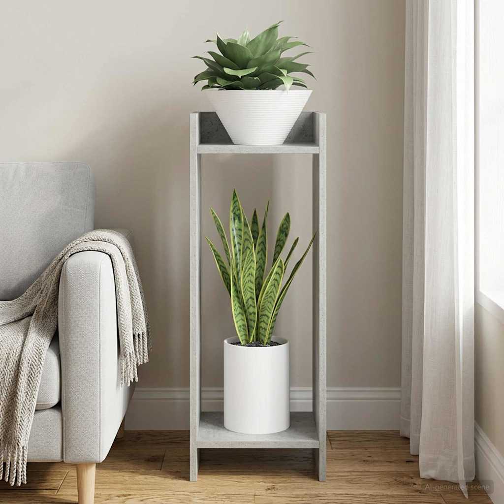 vidaXL Βάση φυτών με ράφι Σκυρόχρωμο Γκρι 30 x 30 x 80 cm