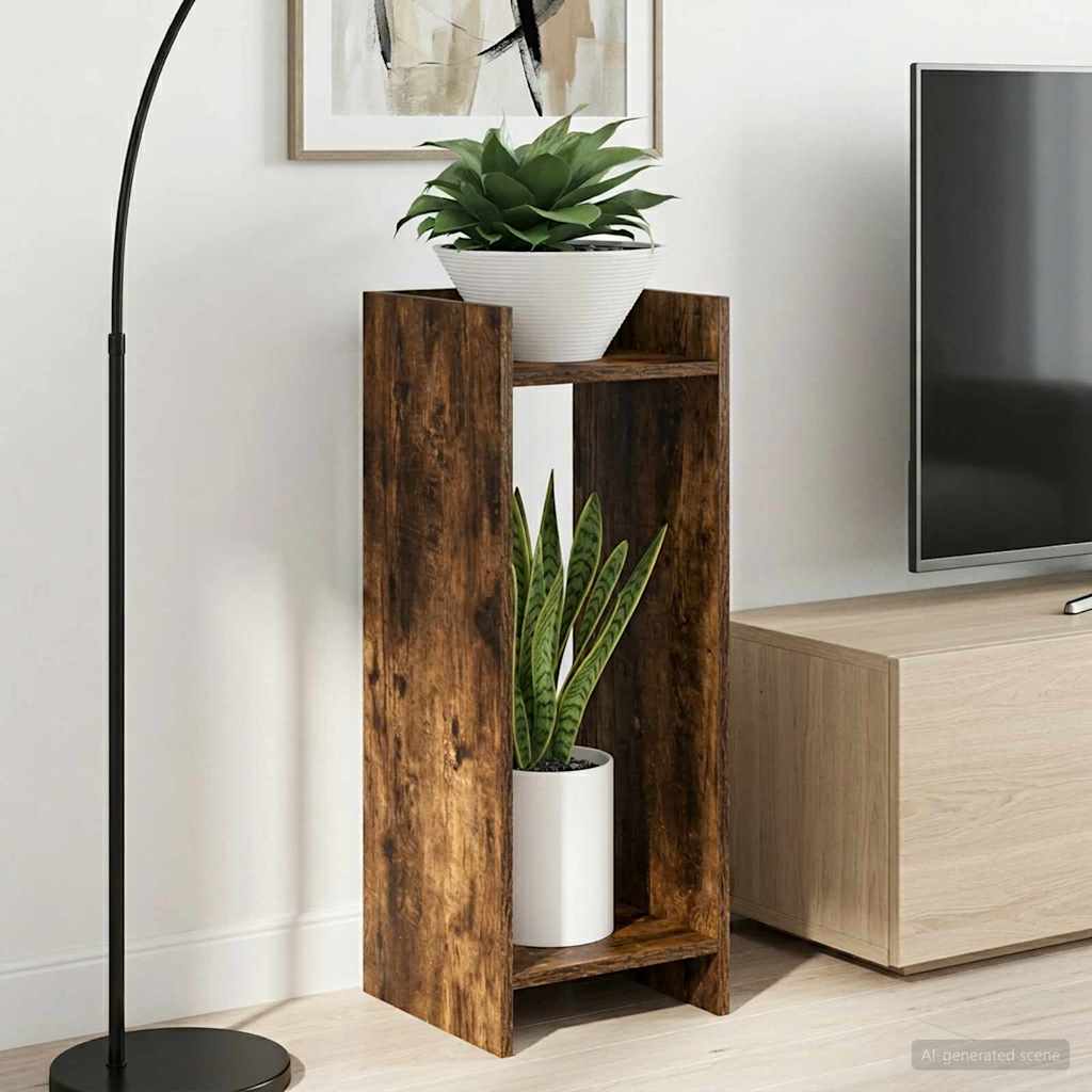 vidaXL Βάση φυτών Καπνισμένο Ξύλο Δρυός 30 x 30 x 80 cm