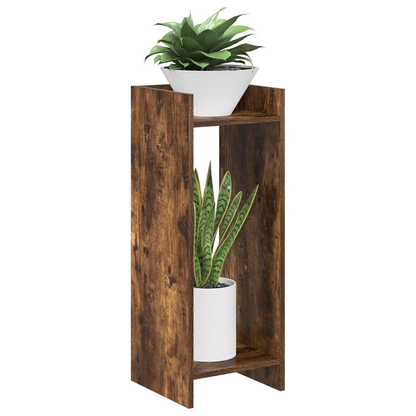 vidaXL Βάση φυτών Καπνισμένο Ξύλο Δρυός 30 x 30 x 80 cm