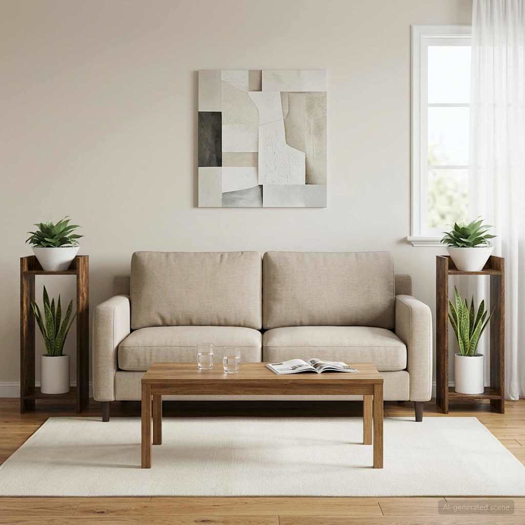 vidaXL Βάση φυτών 2 τεμ. Καπνισμένο Ξύλο Δρυός 30 x 30 x 80 cm