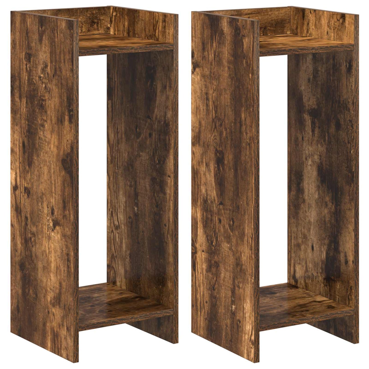vidaXL Βάση φυτών με ράφι 2 pcs Καπνιστή Δρυς 30 x 30 x 80 cm