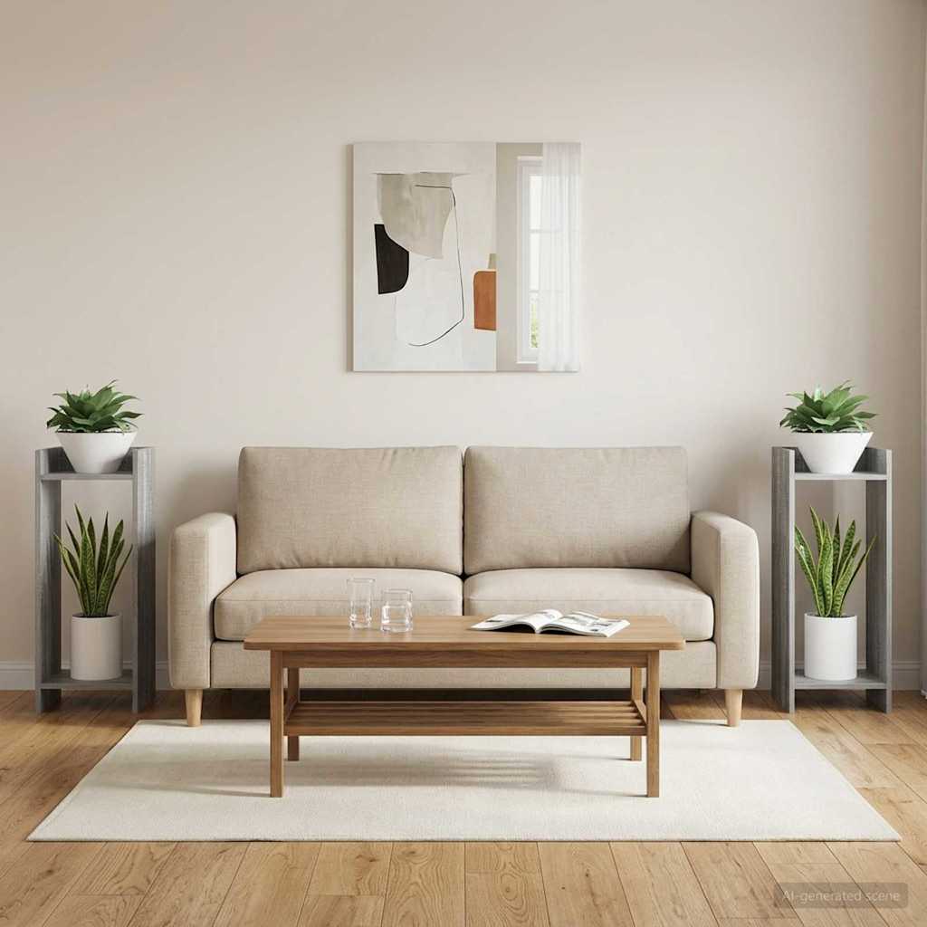 vidaXL Βάση φυτών με ράφι 2 pcs Γκρι Σονομά 30 x 30 x 80 cm
