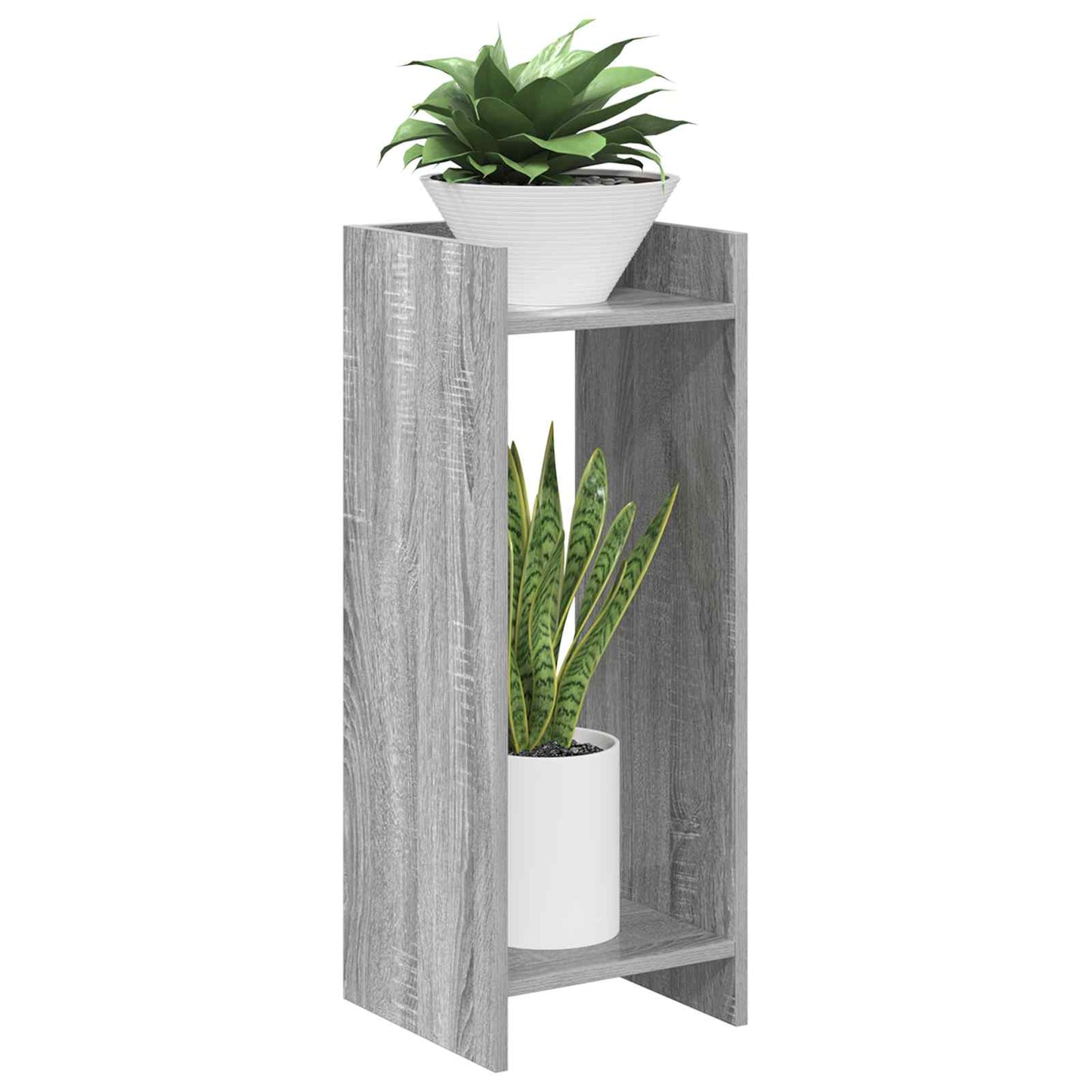 vidaXL Βάση φυτών με ράφι 2 pcs Γκρι Σονομά 30 x 30 x 80 cm